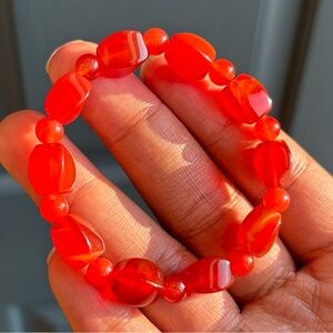 Faceted Carnelian Crystal Bracelet 8.5mm
